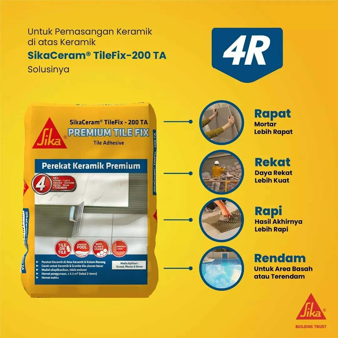 PEREKAT KEARMIK ATAS KERAMIK  SIKACERAM-200 TA TILEFIX