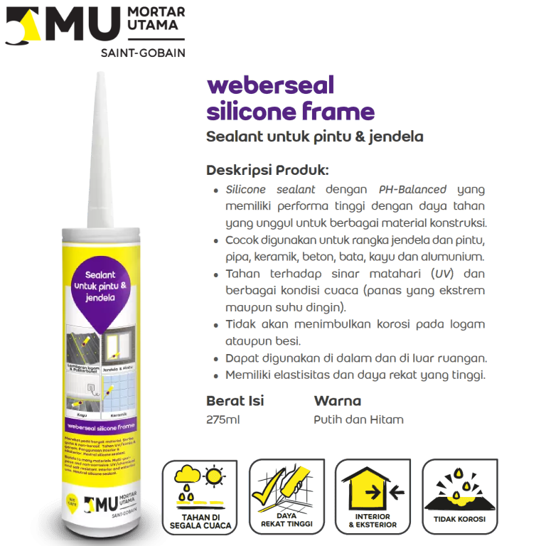 SEALANT MU WEBERSEAL SILICONE FRAME (275ML) - WHITE SEALANT MU WEBERSEAL SILICONE FRAME (275ML) - WHITE