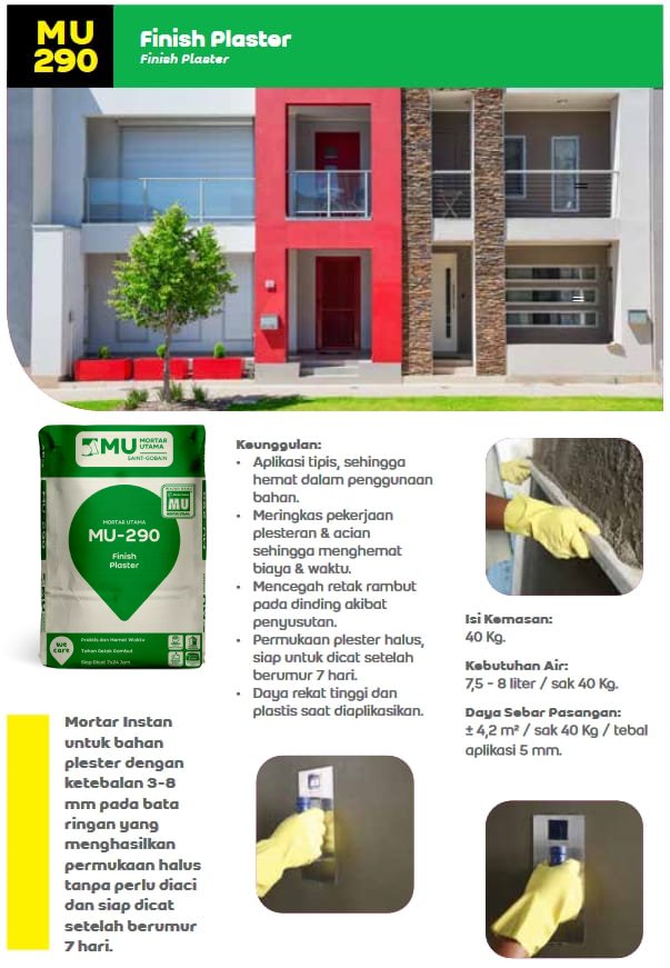 PLESTER FINISH MU-290 FINISHPLASTER (40KG) PLESTER FINISH MU-290 FINISHPLASTER (40KG)