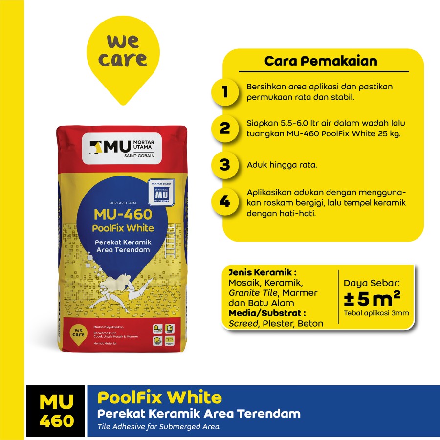 PEREKAT LANTAI TERENDAM MU-460 POOLFIX WHITE (25KG) PEREKAT LANTAI TERENDAM MU-460 POOLFIX WHITE (25KG)