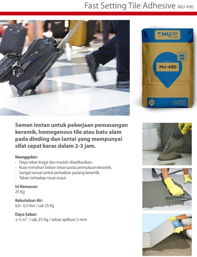 PEREKAT KERAMIK CEPAT MU-490 RAPIDFIX FLEX (25KG) PEREKAT KERAMIK CEPAT MU-490 RAPIDFIX FLEX (25KG)