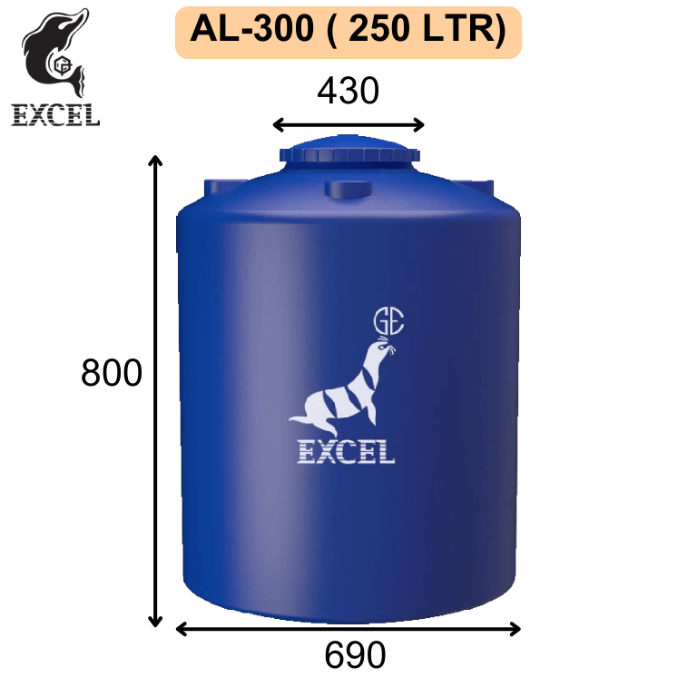 TANGKI AIR PLASTIK  EXCEL ROTO (BLUE) - AL-300 (250 LTR)