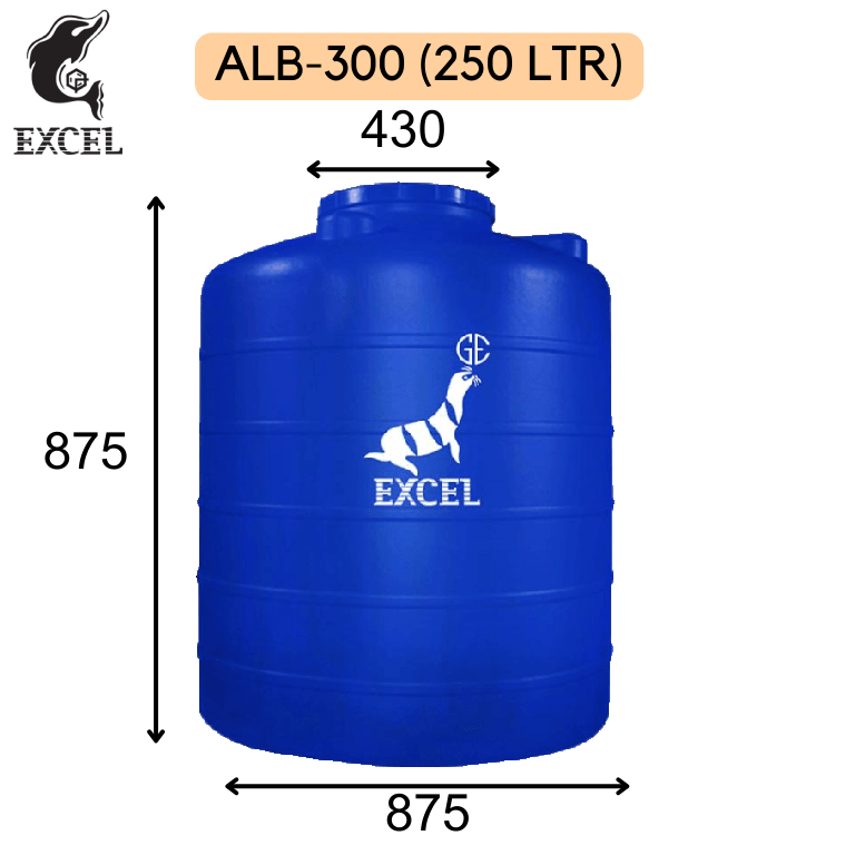 TANGKI AIR PLASTIK EXCEL BLOW (BLUE) - ALB-300 (250 liter) TANGKI AIR PLASTIK EXCEL BLOW (BLUE) - ALB-300 (250 liter)