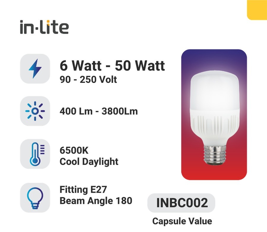 BOHLAM KAPSUL LED VALUE SERIES IN-LITE INBC002 - White ( 6500K ) - 50 Watt