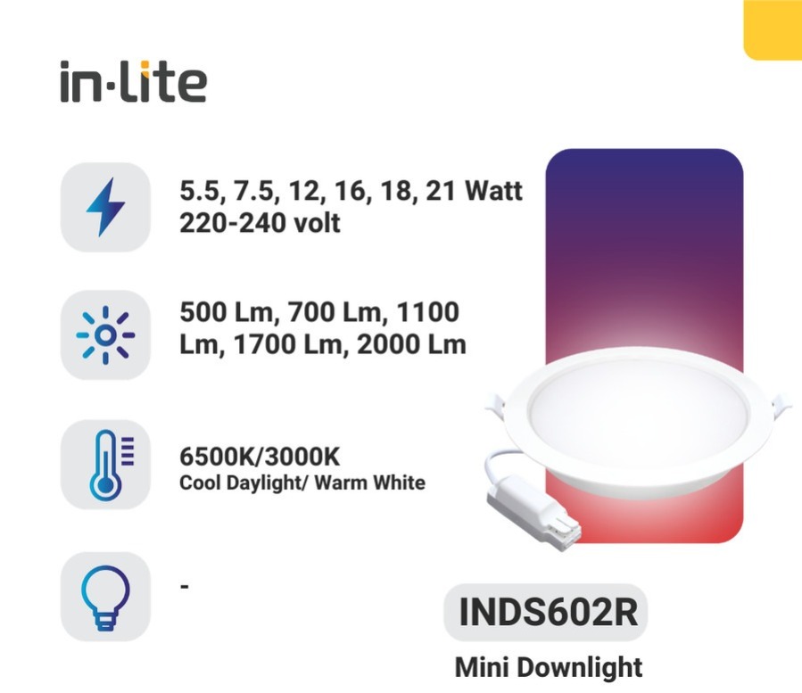 SLIM DOWNLIGHT LED IN-LITE INDS602R - White ( 6500K ) - 16 Watt SLIM DOWNLIGHT LED IN-LITE INDS602R - White ( 6500K ) - 16 Watt
